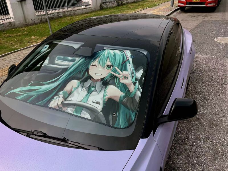 【海外代購】千鳥社 汽車前擋遮陽 初音未來miku公主殿下 可愛二次元 汽車遮陽防曬 