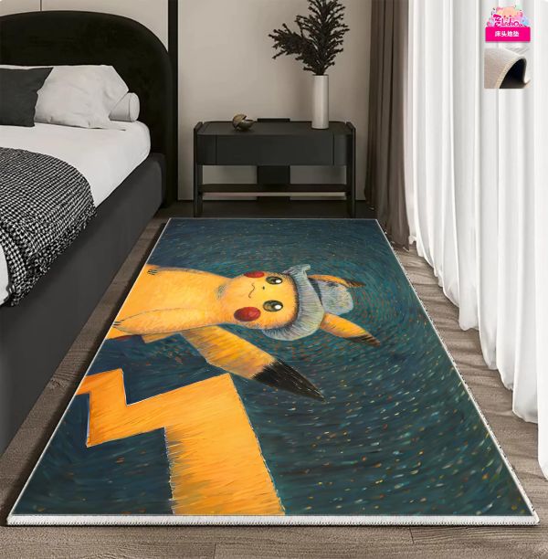 【海外代購】阿喵畫社 梵谷皮卡丘 新品超清八宮格卡磚背景牆 床頭地墊 