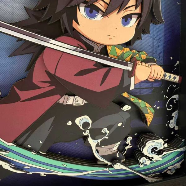 【海外代購】凹凸 Panda 鬼滅之刃無限城篇善逸炭治郎炎柱富岡義勇猗窩座手工紙藝立體掛畫擺台 A款富岡義勇 