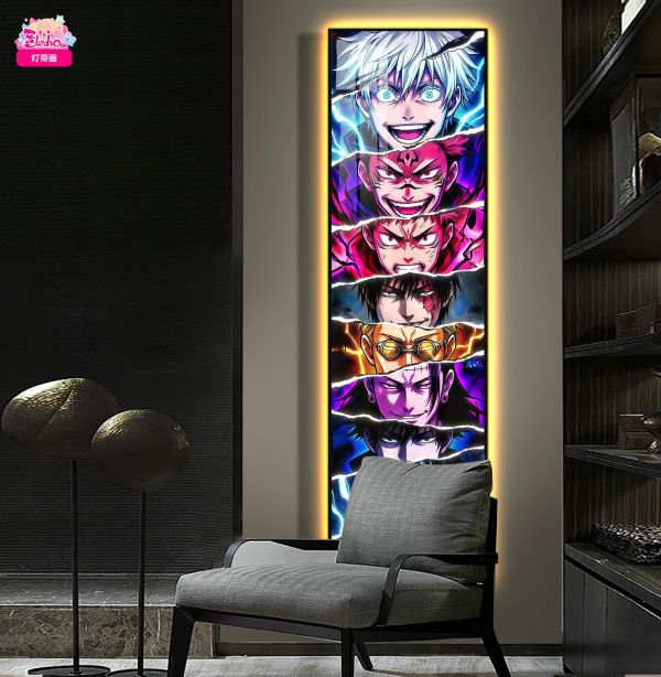 【海外代購】阿喵畫社 咒術回戰經典切片 超長發光燈帶裝飾畫 