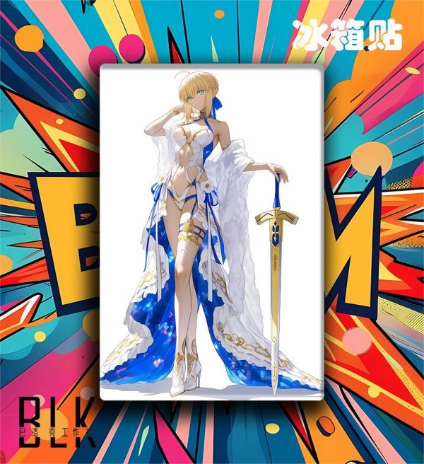 【海外代購】巴洛克 《白衣saber》阿爾托莉雅·潘德拉貢亞瑟王裝飾畫冰箱貼 