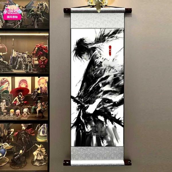 【海外代購】阿喵畫社 墨染 劍心 國風捲軸錦緞高清精裱畫 