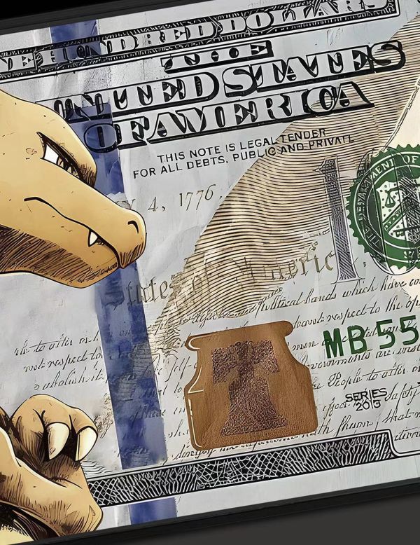 【海外代購】千鳥社 精靈寶可夢 噴火龍美元 潮流招財裝飾畫 