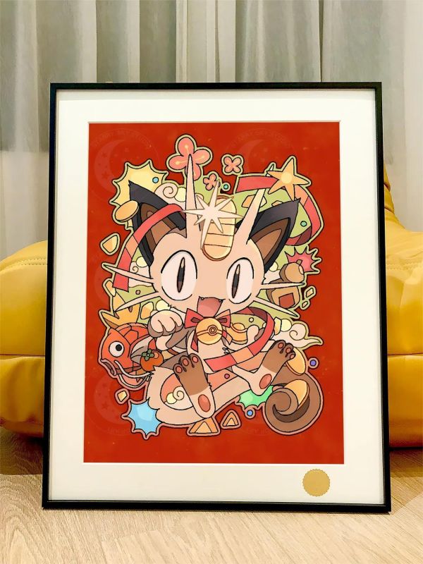 【海外代購】星空《招財喵喵》火箭隊寶可夢30週年裝飾畫 