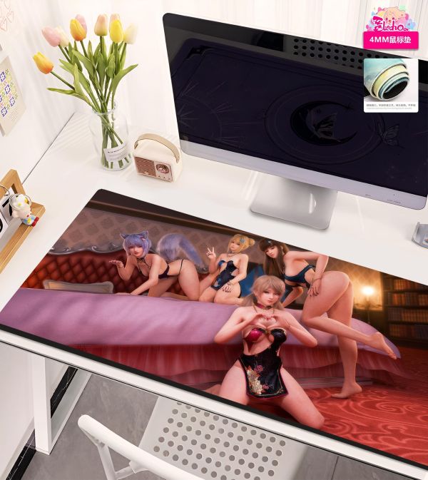 【海外代購】阿喵畫社 酒紅綺夢 死或生姊妹花 8k主題高清裝飾畫 午睡毛毯  床頭地墊  滑鼠墊 冰箱貼 