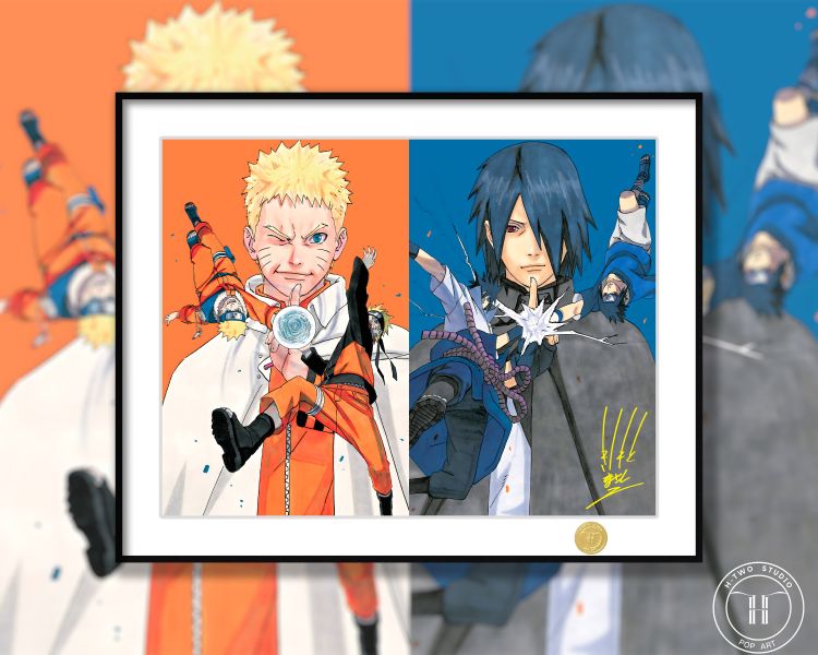 【海外代購】H2 《鳴人佐助》火影忍者七代目寫輪眼動漫二次元裝飾畫 
