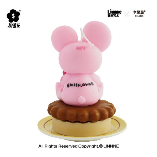 【海外代購】籟恩藝術 李昱昱 有錢花桃花擺飾 小熊香氛蠟燭 