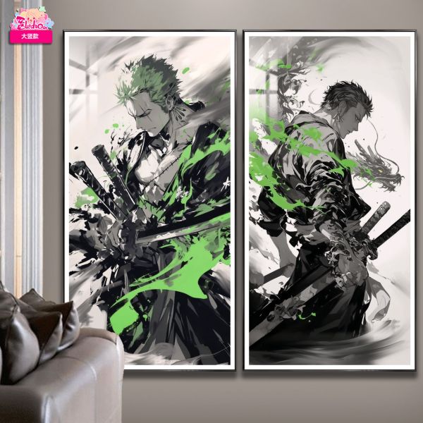 【海外代購】阿喵畫社 海賊王 雙影墨龍 索隆組合 超大組合高清裝飾畫 