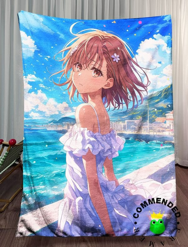 【海外代購】皇呱《海邊炮姐》科學超電磁炮海邊夏日清爽美琴醬裝飾畫 午睡毯 地毯 
