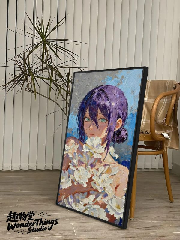 【海外代購】趣物堂 《油畫百合蕾塞》電鋸人肌理油畫復古風格裝飾畫 