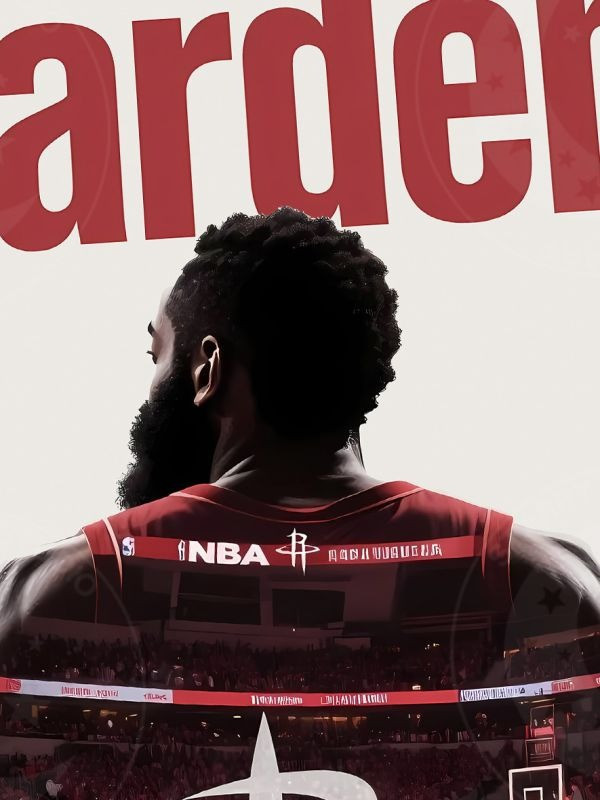 【海外代購】星空 《哈登背影》James Harden火箭隊大鬍子NBA登哥裝飾畫 