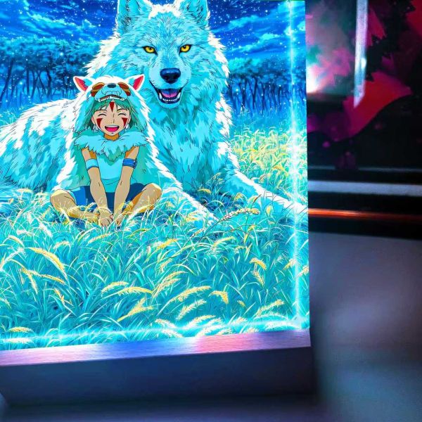 【海外代購】阿喵畫社 月光 幽靈公主 宮崎駿大號特效發光手辦架展示磚 