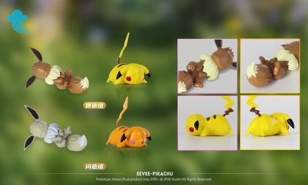 【預定】凌風閣 睡眠伊布系列第四彈睡眠雷仙伊布 伊布與皮卡丘 