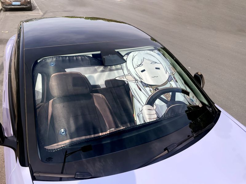 【海外代購】千鳥社 《汽車前擋遮陽—芙莉蓮》葬送的芙莉蓮Frieren精靈表情包二次元汽車遮陽防曬 