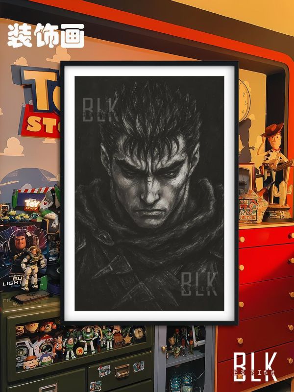 【海外代購】巴洛克 《墨色格斯》劍風傳奇三浦建太郎烙印戰士Guts裝飾畫冰箱貼 