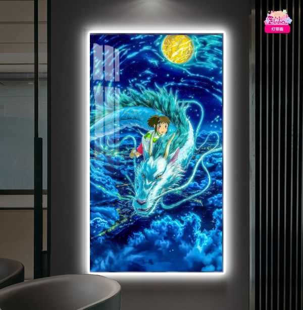 【海外代購】阿喵畫社 千尋與白龍 超長發光燈帶裝飾畫 