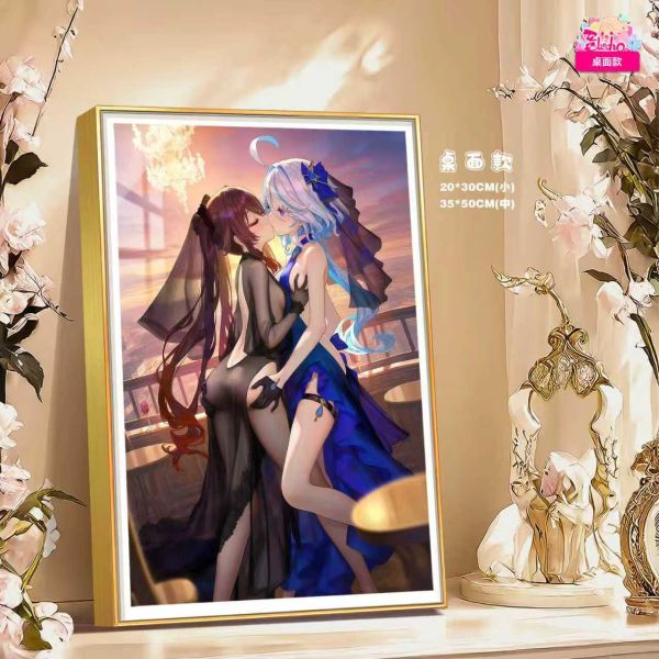 【海外代購】阿喵畫社 黃昏 禮服胡桃與芙寧娜 8k主題高清裝飾畫 