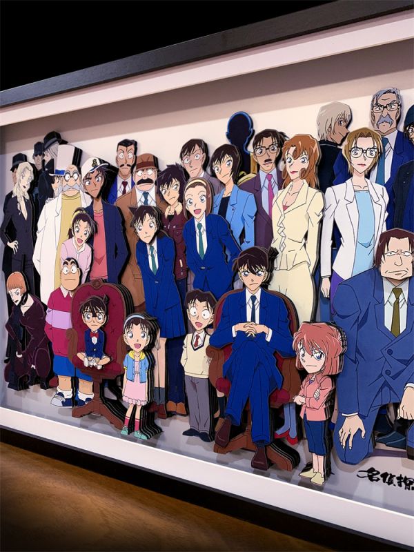 【海外代購】【63*43CM】神秘畫廊 偵探柯南全家福黑衣人紙藝立體畫01 