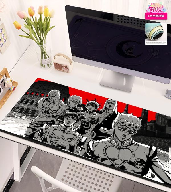 【海外代購】阿喵畫社 布加拉提小隊黑紅群像 jojo新品8k主題高清裝飾畫 發光滑鼠墊  床頭地墊 