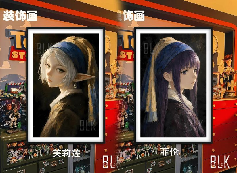 【海外代購】巴洛克 《珍珠耳環芙莉蓮/菲倫》葬送的芙莉蓮裝飾畫冰箱貼 