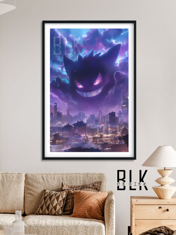 【海外代購】巴洛克 《城市耿鬼》Gengar寶可夢神奇寶貝禦三家小智皮卡丘動畫裝飾畫冰箱貼 