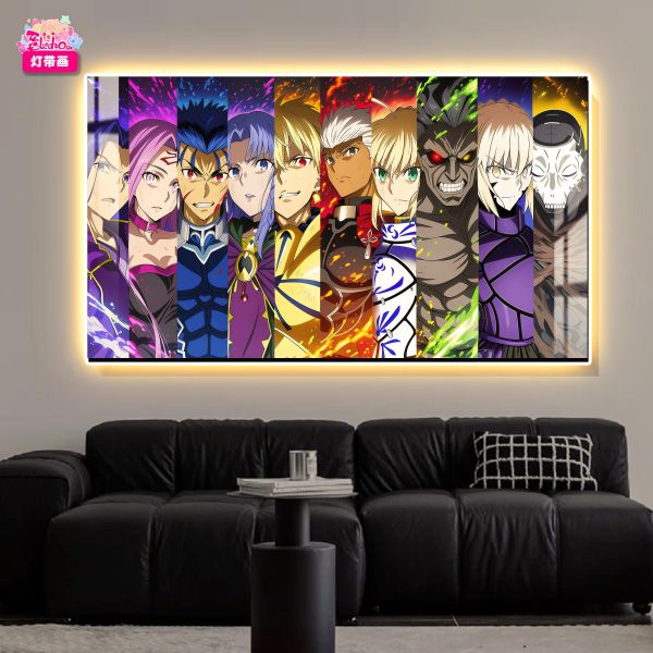 【海外代購】阿喵畫社 Fate英靈團 主題裝飾氛圍感發光燈帶裝飾畫 發光滑鼠墊 床頭地墊 