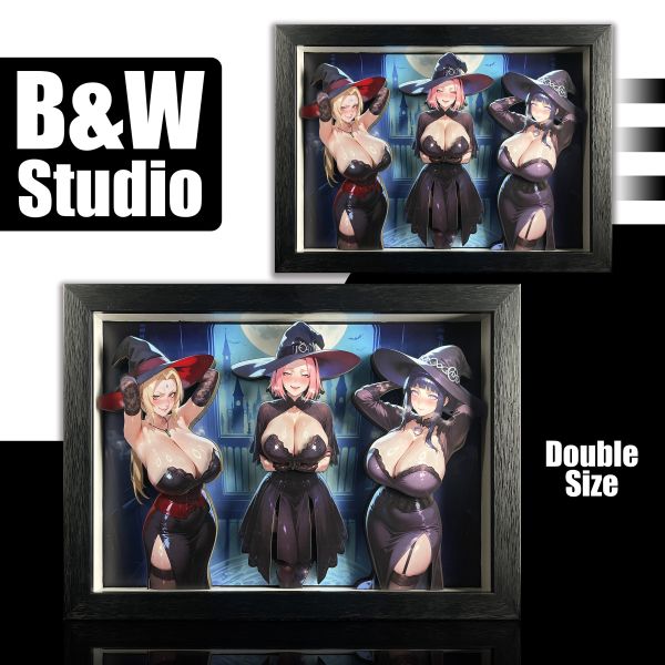 【海外代購】黑白畫映 B&W 木葉的萬聖節 綱手&小櫻&雛田 立體裝飾畫 