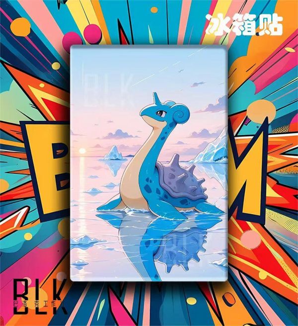 【海外代購】巴洛克《冰川乘龍》拉普拉斯寵物小精靈裝飾畫冰箱貼 