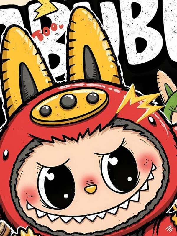 【海外代購】星空《閃電拉布布》泡泡馬特labubu潮流藝術裝飾畫 