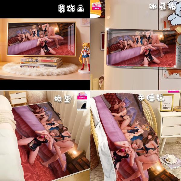 【海外代購】阿喵畫社 酒紅綺夢 死或生姊妹花 8k主題高清裝飾畫 午睡毛毯  床頭地墊  滑鼠墊 冰箱貼 