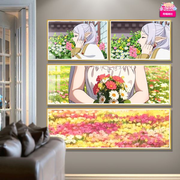 【海外代購】阿喵畫社 花海 芙莉蓮套裝 超清裝飾畫 床頭地墊 