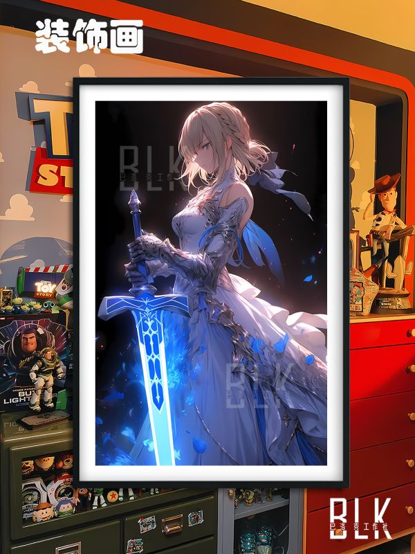 【海外代購】巴洛克 《婚紗saber》Fate/stay night吾王阿爾托莉雅·潘德拉貢亞瑟王二次元裝飾畫冰箱貼 