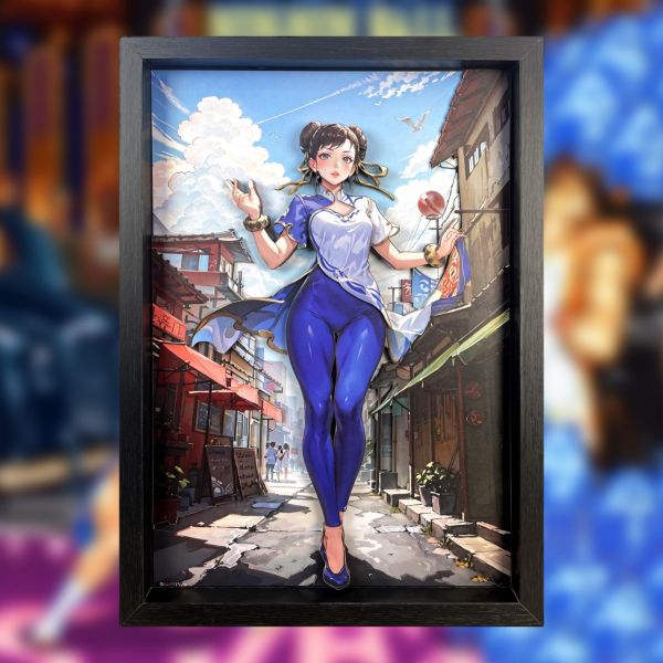 【海外代購】萌萌匠 街頭霸王週邊潮玩 背景牆搭配春麗立體畫可月兌 