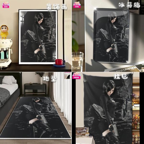 【海外代購】阿喵畫社 黑玫瑰 艾達王 8k主題高清裝飾畫 牆面掛毯 地墊 冰箱貼 