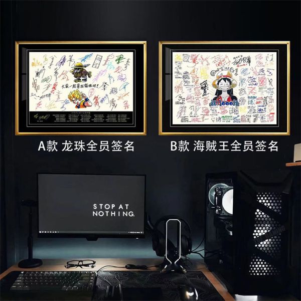 【海外代購】千鳥社 七龍珠海賊王聲優簽名全家福鳥山明裝飾畫 