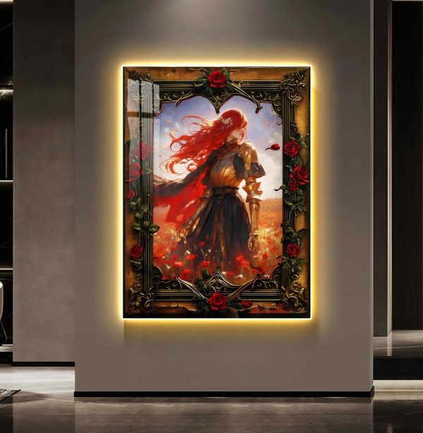 【海外代購】阿喵畫社 破敗薔薇 女武神 超大常亮氛圍裝飾燈帶畫 