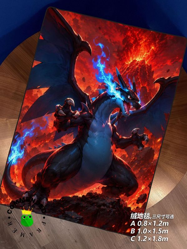【海外代購】皇呱 《mega蒼焰噴火龍》 寶可夢mega超噴火龍 X同人周邊裝飾畫 午睡毯 地毯 