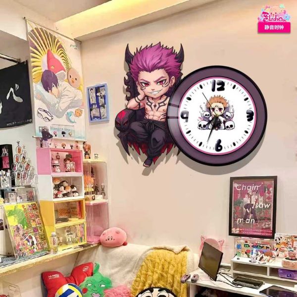 【海外代購】阿喵畫社 Q版兩面宿攤鐘錶鐘 表異形靜音時鐘 