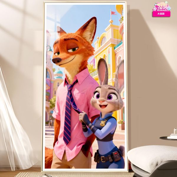 【海外代購】阿喵畫社 瘋狂動物城尼克與朱迪大豎款 8k大豎氛圍高清裝飾畫 
