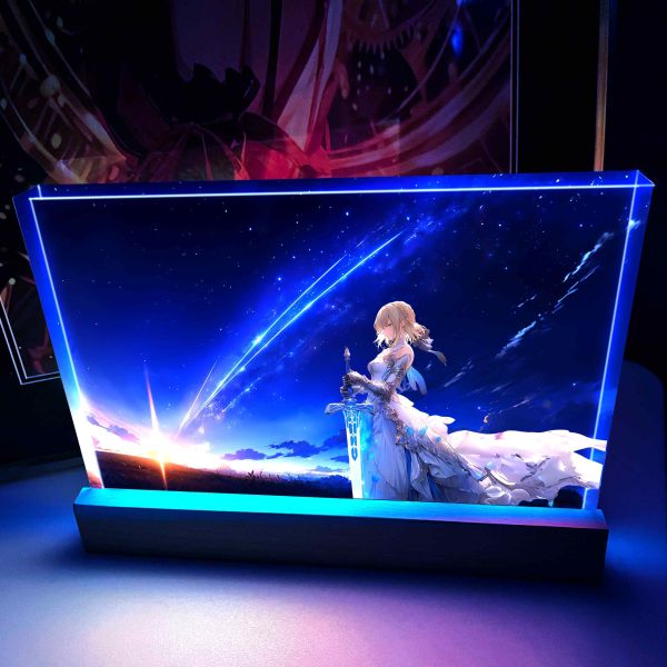 【海外代購】阿喵畫社 星辰 葬劍saber吾王 23cm大號特效發光手辦架展示磚 