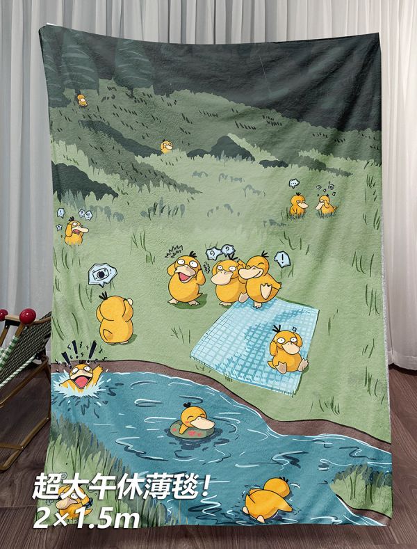 【海外代購】千鳥社《可達鴨森林》 精靈寶可夢可達鴨森林Psyduck午睡毯地毯裝飾畫 