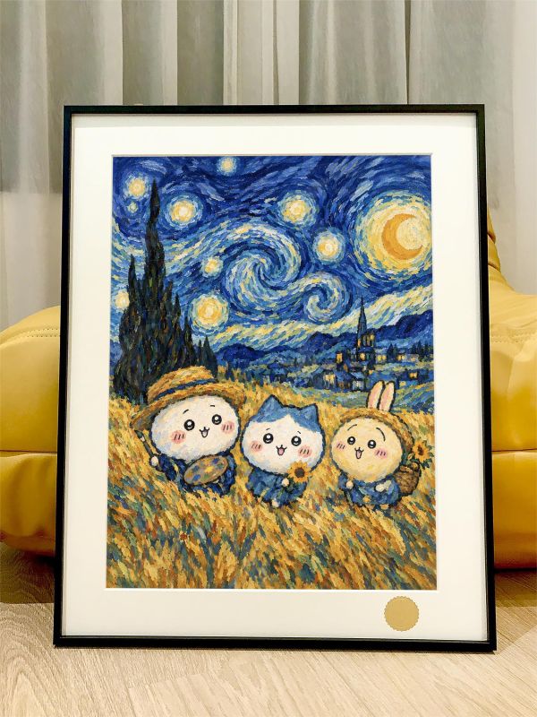 【海外代購】星空 《星空吉伊卡哇》Chiikawa哈奇喵小八烏薩奇潮流藝術版畫動畫裝飾畫 