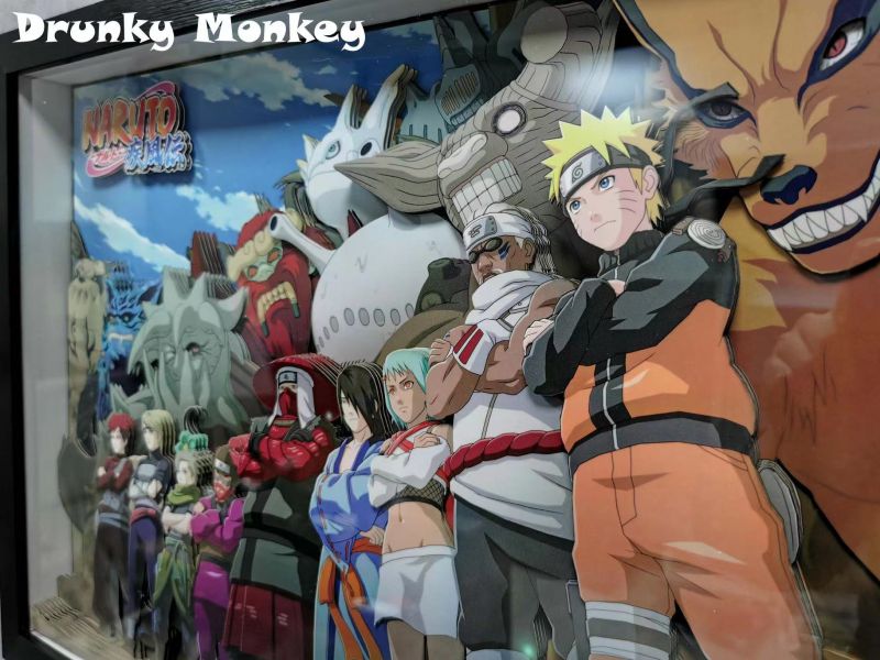 【海外代購】【56*40CM】Drunky Monkey Crew 醉猴組 Naruto 火影九大尾獸&人柱力立體裝飾畫  