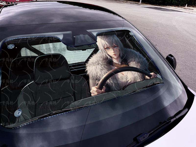 【海外代購】千鳥社 《汽車前擋遮陽—白月魁》 二次元汽車遮陽防曬前擋開車白月魁靈籠白老闆 