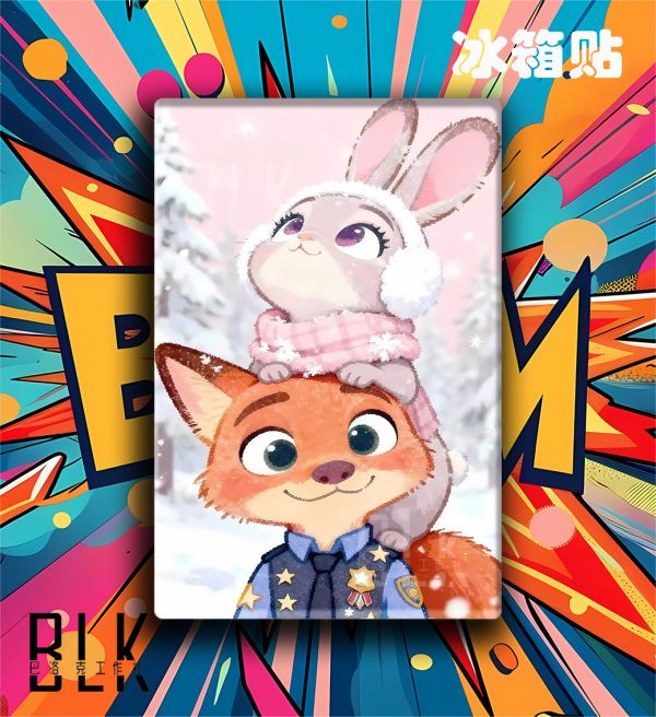 【海外代購】巴洛克 《雪地動物城》尼克狐兔子警官瘋狂動物城Zootopia2閃電動漫裝飾畫冰箱貼 