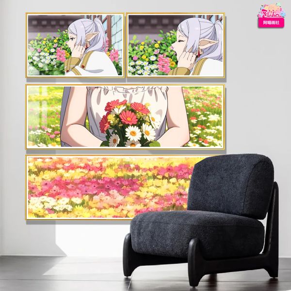【海外代購】阿喵畫社 花海 芙莉蓮套裝 超清裝飾畫 床頭地墊 