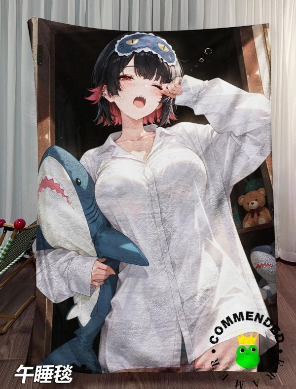 【海外代購】皇呱《睡眼鯊妹》絕區零艾蓮·喬裝飾畫 午睡毯 地毯 