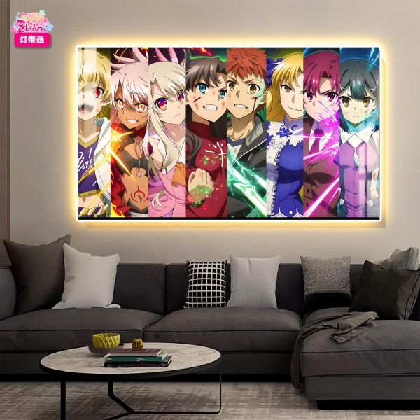 【海外代購】阿喵畫社 Fate主角團 主題裝飾氛圍感發光燈帶裝飾畫 發光滑鼠墊 床頭地墊 