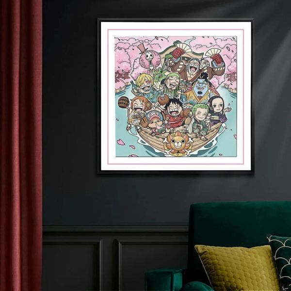 【海外代購】千鳥社 《草帽團-和風賞櫻》海賊王和之國櫻花午睡毯地毯裝飾畫 