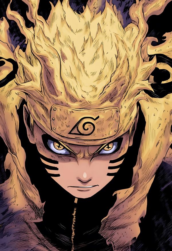 【海外代購】H2 《六道鳴人》火影忍者漩渦鳴人六道仙人九喇嘛動漫二次元裝飾畫 